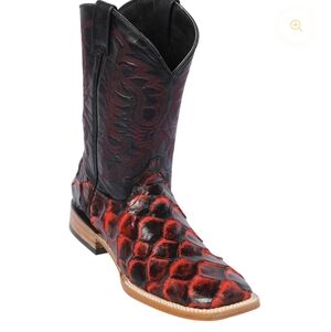Men's Red and Black Alligator Skin Boots